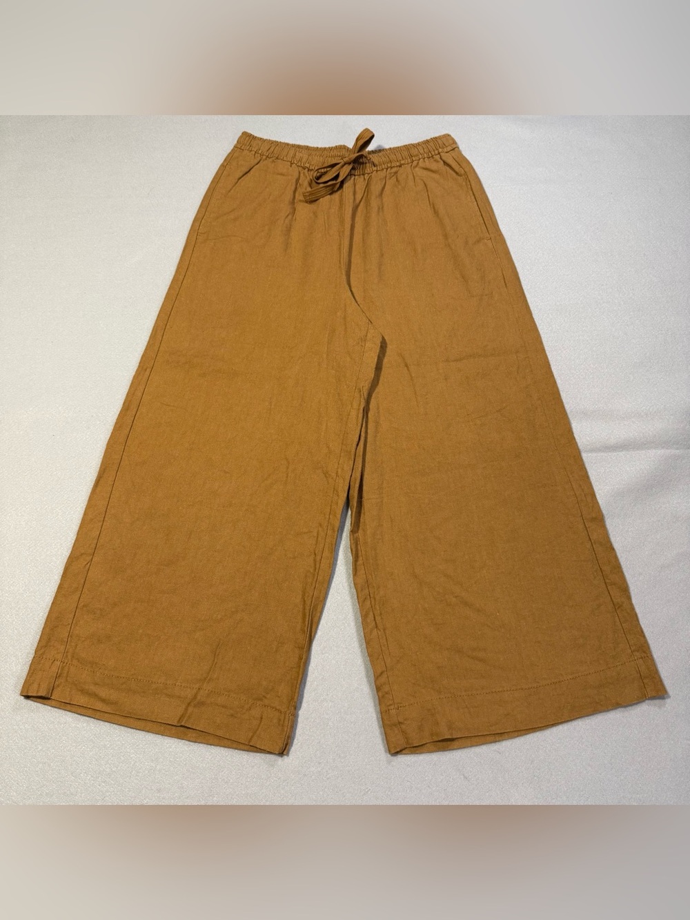 Max Studio London Linen Blend Wide Leg Crop Pants Women’s Large Brown Pull On